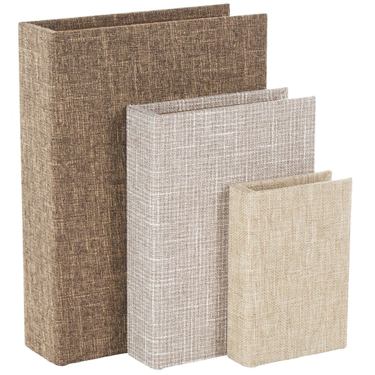 Multicolor Faux Book Storage Decorative Box with Gold Paper Detailed Edges Set